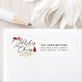 Étiquette Courbes de Noël rouge (En situation)