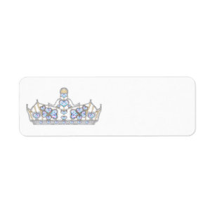 Étiquette couronne d'argent diamants de coeur mode brillante