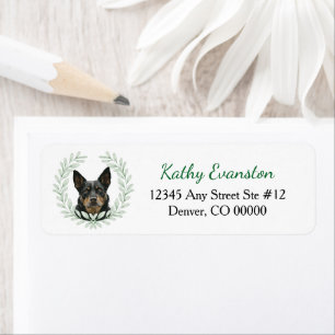 Étiquette Couronne de feuilles d'eucalyptus de chien Kelpie
