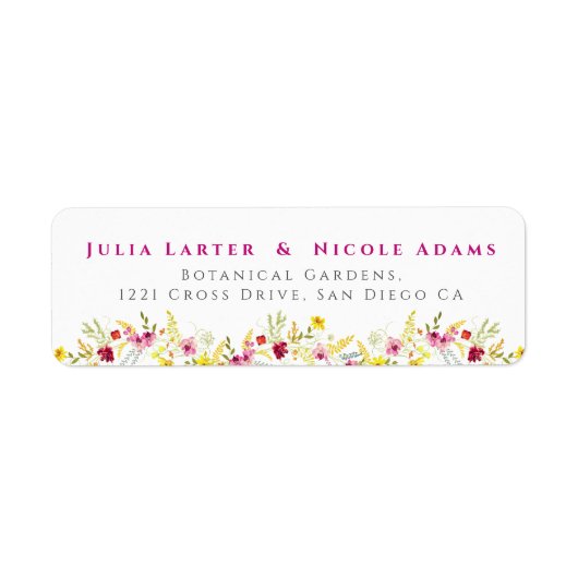 Étiquette Couronne de fleurs d'orchidées sauvages rose viole (Devant)