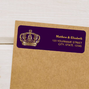Étiquette Couronne de mariage or pourpre royal