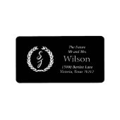 Étiquette Couronne de monogramme blanche sur l'adresse de re (Devant)