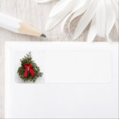 Étiquette Couronne de Noël et Bow rouge (En situation)