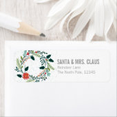 Étiquette Couronne De Noël Florale Ou Botanique (En situation)