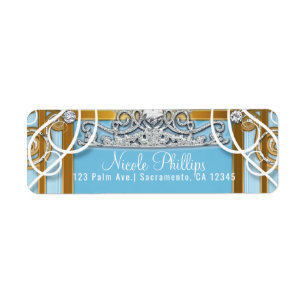Étiquette Couronne de princesse et carrosse Blue Gold Sweet 