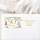 Étiquette Couronne de roses élégantes Adresse 50e anniversai (En situation)