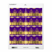 Étiquette couronne d'or sur violet (Feuille entière)