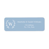 Étiquette Couronne initiale de monogramme bleu poussiéreux a (Devant)