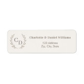 Étiquette Couronne monogramme taupe ivoire pour adresse de r (Devant)