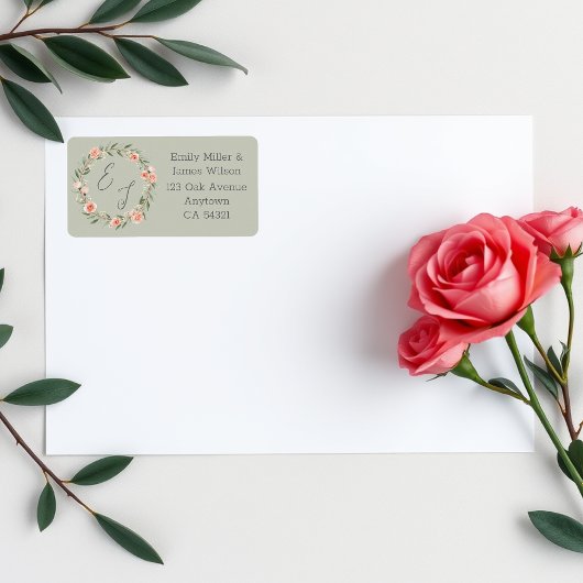 Étiquette Couronne rose verte et romantique