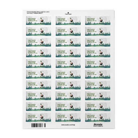 Étiquette Course d'autruche dans le marais (Feuille entière)