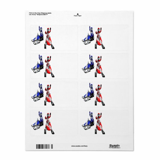 Étiquette Course motoneige (Feuille entière)