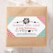 Étiquette courtepointe corail menthe couturière fleur coutur (En situation)