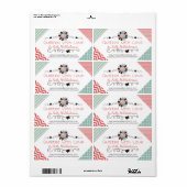 Étiquette courtepointe corail menthe couturière fleur coutur (Feuille entière)