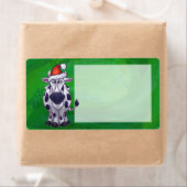 Étiquette Cow Christmas On Green (En situation)