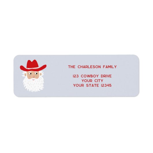 Étiquette Cowboy Santa Claus Christmas Return Address (Devant)
