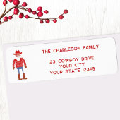 Étiquette Cowboy Santa Claus Christmas Return Address