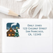 Étiquette Cozy Christmas Cabin (En situation)