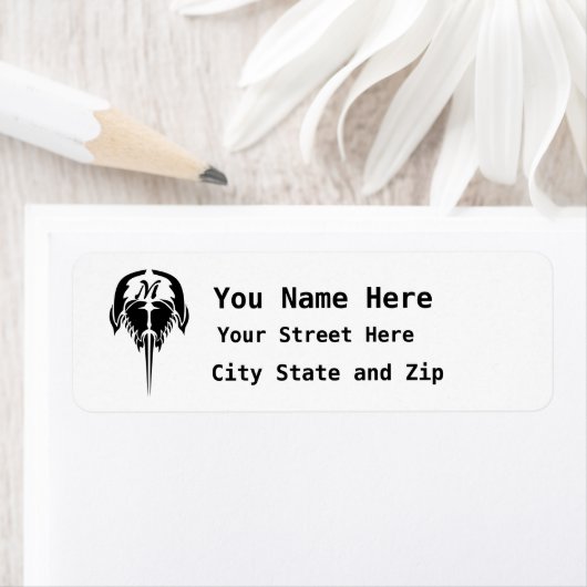 Étiquette Crabe de fer à cheval en forme de tatouage tribal (En situation)