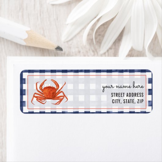 Étiquette Crabe En vichy (En situation)