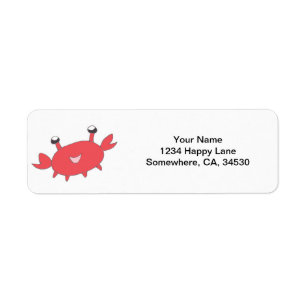 Étiquette Crabe rouge heureux mignon