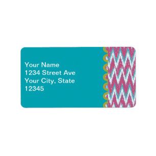 Étiquette Cranberry et Turquoise Motif iKat ZigZag