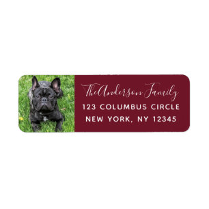 Étiquette Cranberry Red Family Chien Photo Black Custom