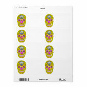 Étiquette Crâne de fleurs 3 (Feuille entière)