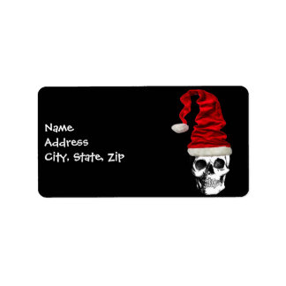 Étiquette Crâne de Noël rétro Père Noël