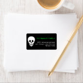 Étiquette Crâne de pixel de mort vert toxique adresse Hallow (En situation)