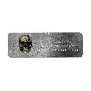 Étiquette Crâne et une pile d'os Halloween Gothic Party