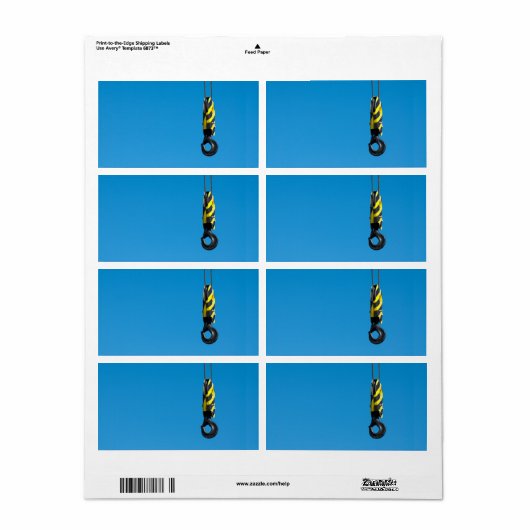 Étiquette Crane hook with yellow and black stripes hang (Feuille entière)