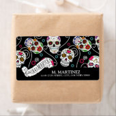 Étiquette Crânes à sucre et torsades Noir ID725 (En situation)