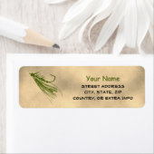 Étiquette Cravate de pêche à la mouche avec vieux papier