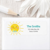 Étiquette Cravate de retour Little Sunshine Blue Bow Adresse (En situation)