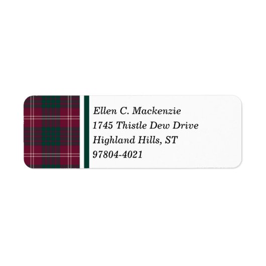 Étiquette Crawford Clan Dark Red Scottish Tartan (Devant)