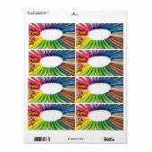 Étiquette Crayons colorés de craie (Feuille entière)