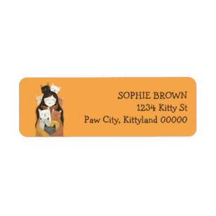 Étiquette Crazy Cat Lady Illustration jolie Adresse de retou