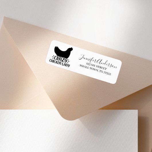 Étiquette Crazy Chicken Lady Farm Fun Address