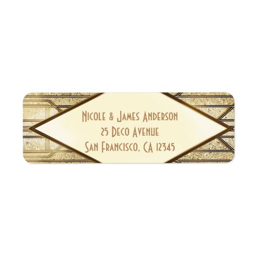 Étiquette Cream Ivory Gold 20's Art Déco Gatsby Glam Mariage (Devant)