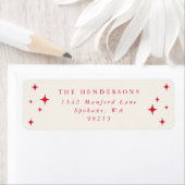 Étiquette Cream & Red Retro Stars Adresse de retour (En situation)