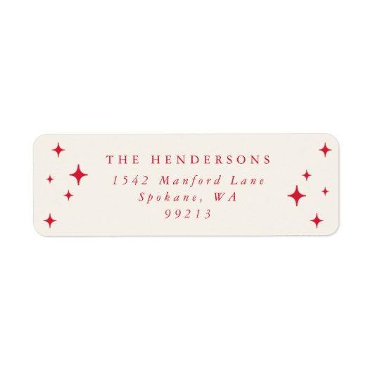 Étiquette Cream & Red Retro Stars Adresse de retour (Devant)