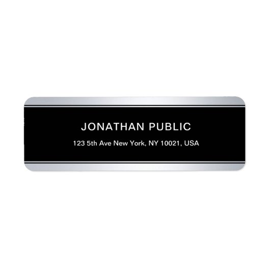 Étiquette Creative Black Silver Elegant Cool Adresse de reto (Devant)
