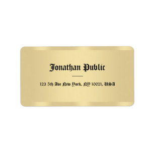 Étiquette Creative Faux Gold Classic Style Nom du texte tend