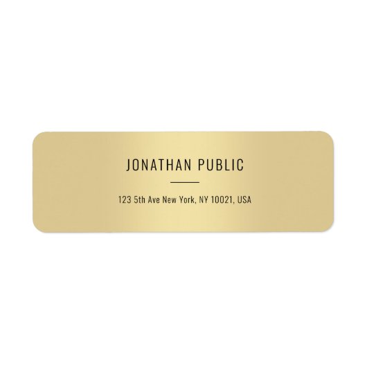 Étiquette Creative Gold Modèle Chic Simple Adresse de retour (Devant)