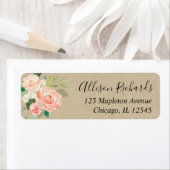 Étiquette Crème de pêche florale rustique vert aquarelles (En situation)