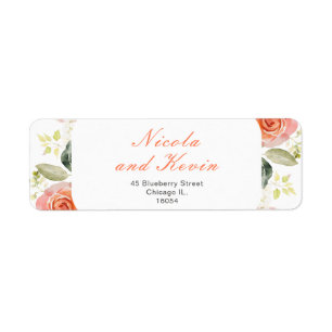 Étiquette Crème et Orange Vintage Floral Mariage