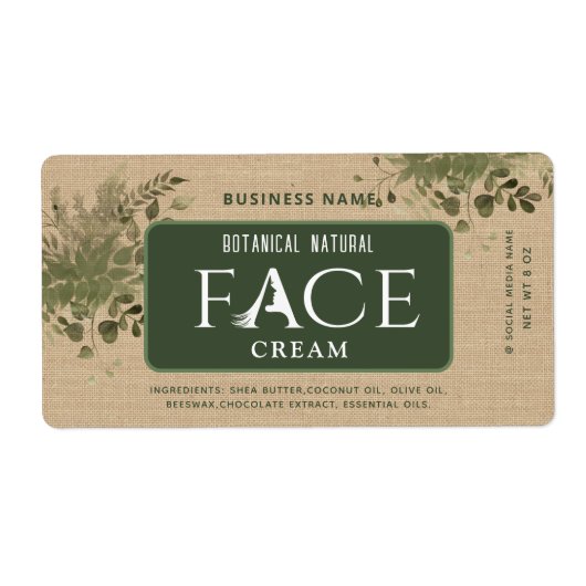 Étiquette Crème faciale botanique moderne (Devant)
