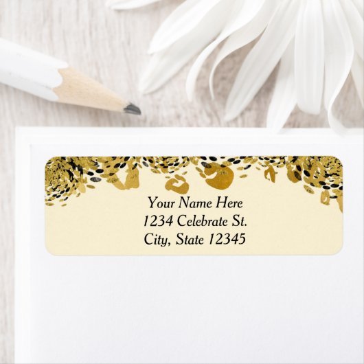 Étiquette Crème glam Cheetah Gold & Black Exotic Jungle (En situation)