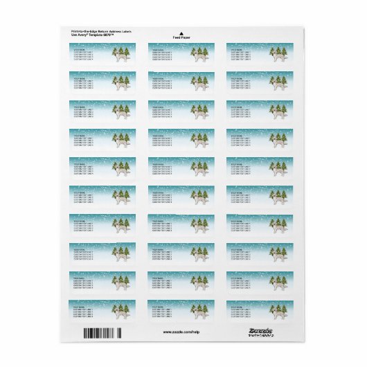 Étiquette Crème Golden Retriever Chien Bleu hiver Noël (Feuille entière)